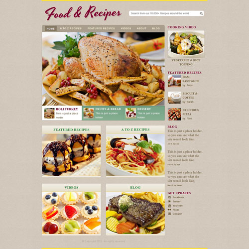 Recipe Website Template Free Download