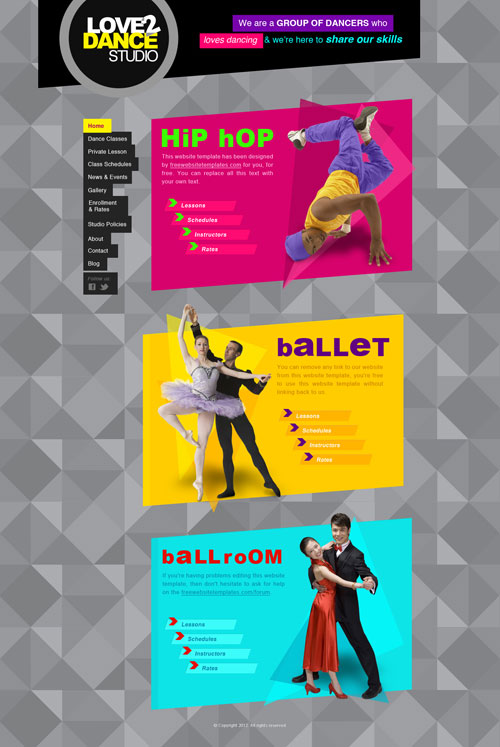Dance Studio Web Template Free Website Templates