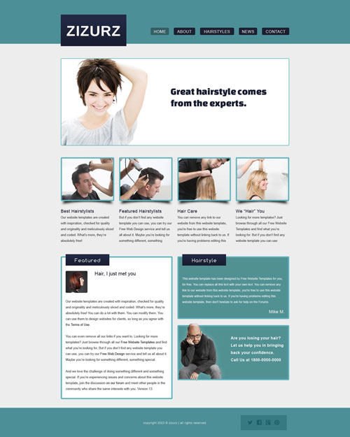 Hairstyle Salon Web Template | Free Website Templates