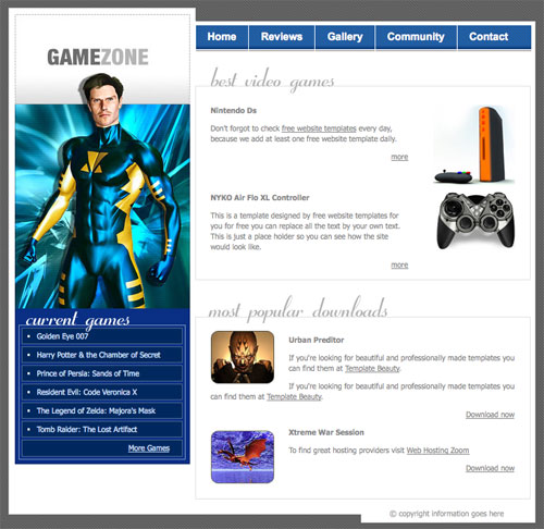 Gaming template Free Website Templates