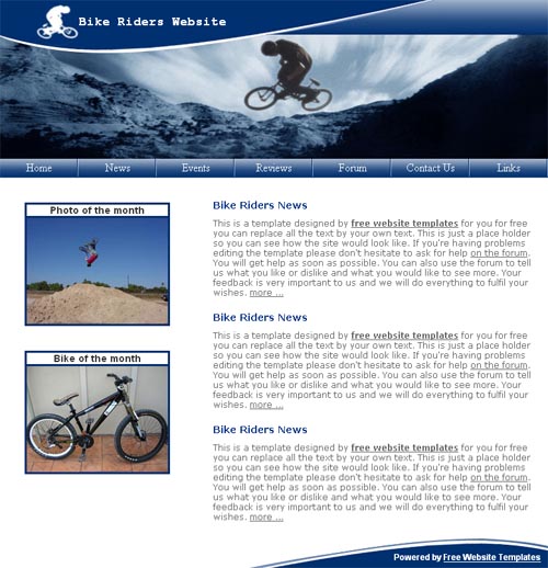 A Bike Riders Template Free Website Templates