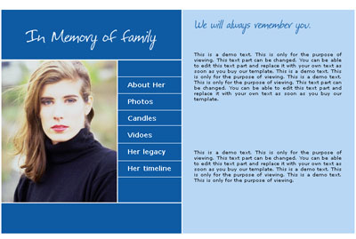 Ready Im in extreme need of a personal memoral website template